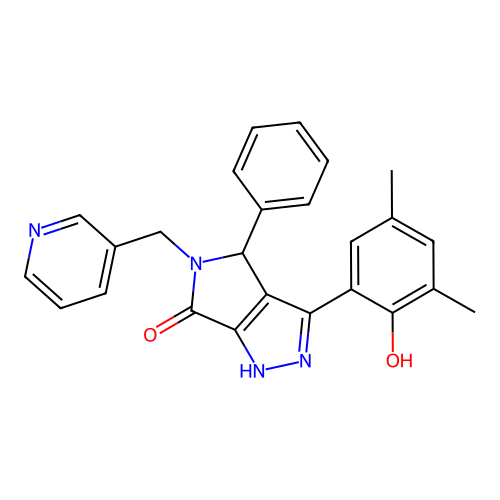 3-(2-hydroxy-3,5-dimethylphenyl)-4-phenyl-5-(pyridin-3-ylmethyl)-4,5-dihydropyrrolo[3,4-c]pyrazol-6(2H)-one structure