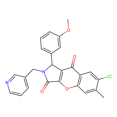 7-chloro-1-(3-methoxyphenyl)-6-methyl-2-(pyridin-3-ylmethyl)-1,2-dihydrochromeno[2,3-c]pyrrole-3,9-dione structure