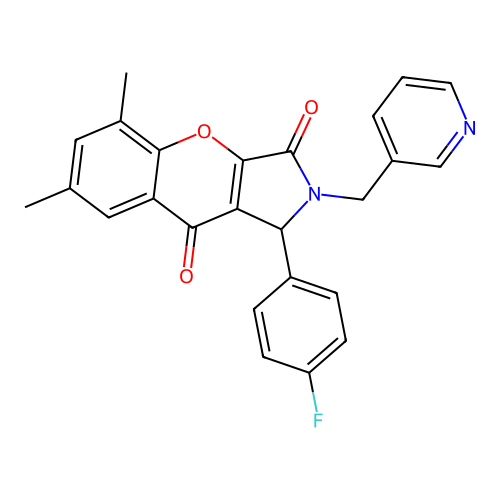 1-(4-fluorophenyl)-5,7-dimethyl-2-(pyridin-3-ylmethyl)-1,2-dihydrochromeno[2,3-c]pyrrole-3,9-dione structure