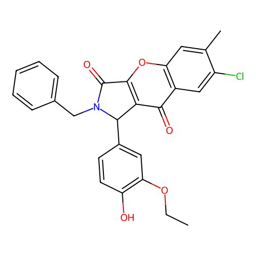 2-benzyl-7-chloro-1-(3-ethoxy-4-hydroxyphenyl)-6-methyl-1,2-dihydrochromeno[2,3-c]pyrrole-3,9-dione structure