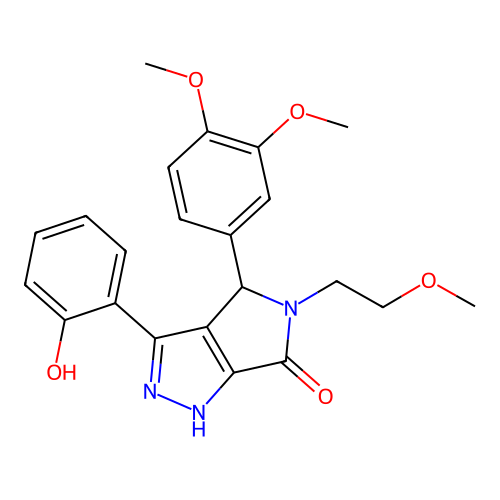4-(3,4-dimethoxyphenyl)-3-(2-hydroxyphenyl)-5-(2-methoxyethyl)-4,5-dihydropyrrolo[3,4-c]pyrazol-6(1H)-one structure