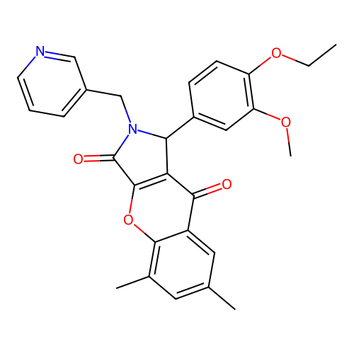 1-(4-ethoxy-3-methoxyphenyl)-5,7-dimethyl-2-(pyridin-3-ylmethyl)-1,2-dihydrochromeno[2,3-c]pyrrole-3,9-dione structure
