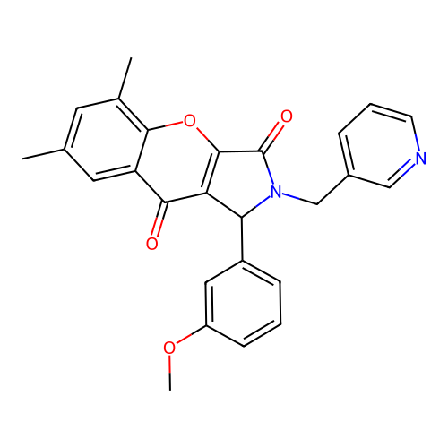 1-(3-methoxyphenyl)-5,7-dimethyl-2-(pyridin-3-ylmethyl)-1,2-dihydrochromeno[2,3-c]pyrrole-3,9-dione structure