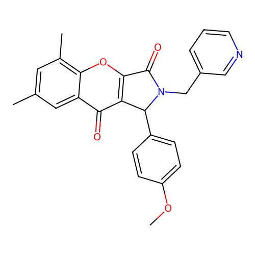 1-(4-methoxyphenyl)-5,7-dimethyl-2-(pyridin-3-ylmethyl)-1,2-dihydrochromeno[2,3-c]pyrrole-3,9-dione structure