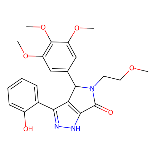 3-(2-hydroxyphenyl)-5-(2-methoxyethyl)-4-(3,4,5-trimethoxyphenyl)-4,5-dihydropyrrolo[3,4-c]pyrazol-6(1H)-one structure