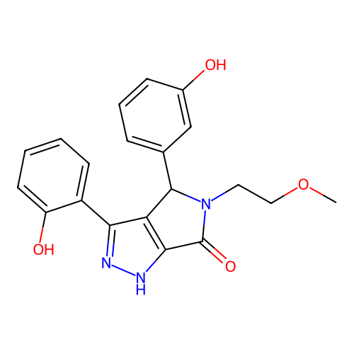 3-(2-hydroxyphenyl)-4-(3-hydroxyphenyl)-5-(2-methoxyethyl)-4,5-dihydropyrrolo[3,4-c]pyrazol-6(2H)-one structure