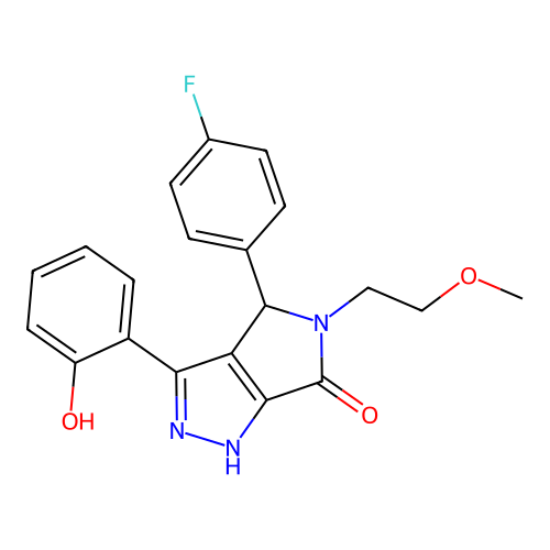 4-(4-fluorophenyl)-3-(2-hydroxyphenyl)-5-(2-methoxyethyl)-1H,4H,5H,6H-pyrrolo[3,4-c]pyrazol-6-one structure