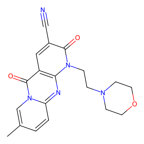 8-methyl-1-[2-(morpholin-4-yl)ethyl]-2,5-dioxo-1,5-dihydro-2H-dipyrido[1,2-a:2',3'-d]pyrimidine-3-carbonitrile structure