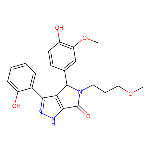 4-(4-hydroxy-3-methoxyphenyl)-3-(2-hydroxyphenyl)-5-(3-methoxypropyl)-4,5-dihydropyrrolo[3,4-c]pyrazol-6(1H)-one structure