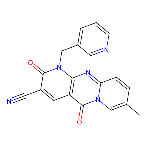 8-methyl-2,5-dioxo-1-(pyridin-3-ylmethyl)-1,5-dihydro-2H-dipyrido[1,2-a:2',3'-d]pyrimidine-3-carbonitrile structure