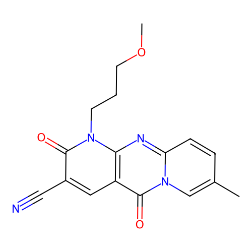1-(3-methoxypropyl)-8-methyl-2,5-dioxo-1,5-dihydro-2H-dipyrido[1,2-a:2',3'-d]pyrimidine-3-carbonitrile structure