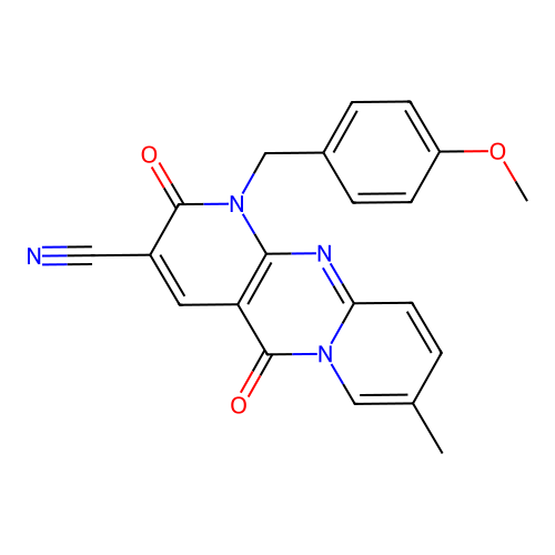 1-(4-methoxybenzyl)-8-methyl-2,5-dioxo-1,5-dihydro-2H-dipyrido[1,2-a:2',3'-d]pyrimidine-3-carbonitrile structure