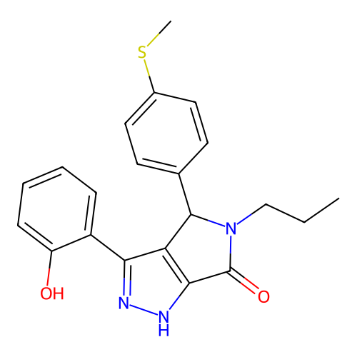 3-(2-hydroxyphenyl)-4-[4-(methylsulfanyl)phenyl]-5-propyl-4,5-dihydropyrrolo[3,4-c]pyrazol-6(2H)-one structure