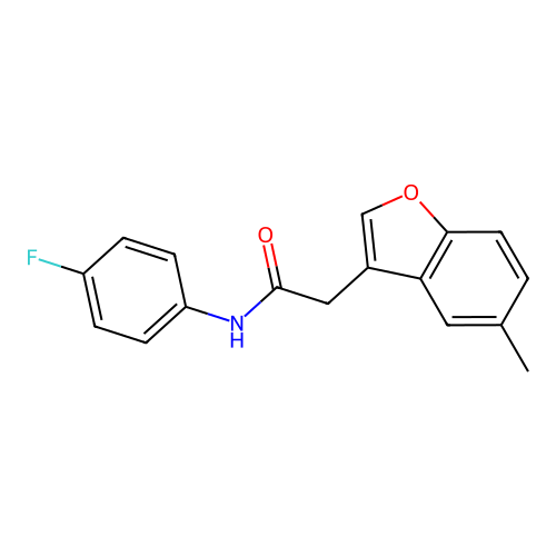 N-(4-fluorophenyl)-2-(5-methyl-1-benzofuran-3-yl)acetamide structure