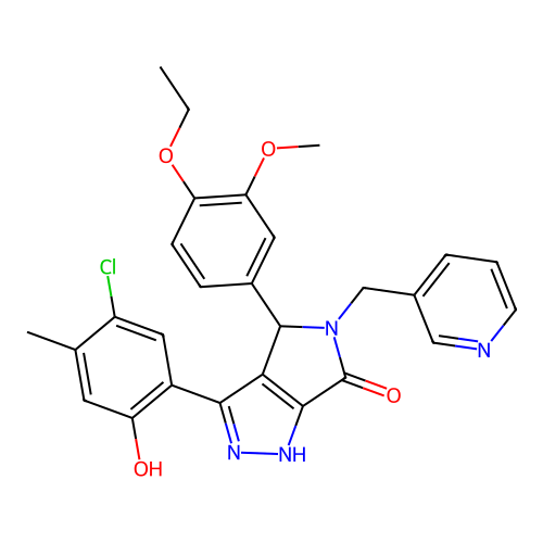 3-(5-chloro-2-hydroxy-4-methylphenyl)-4-(4-ethoxy-3-methoxyphenyl)-5-(pyridin-3-ylmethyl)-4,5-dihydropyrrolo[3,4-c]pyrazol-6(2H)-one structure