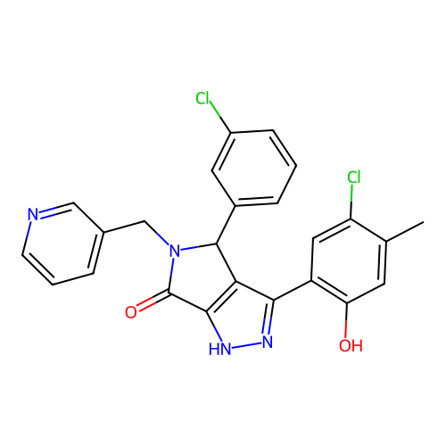 3-(5-chloro-2-hydroxy-4-methylphenyl)-4-(3-chlorophenyl)-5-(pyridin-3-ylmethyl)-4,5-dihydropyrrolo[3,4-c]pyrazol-6(2H)-one structure