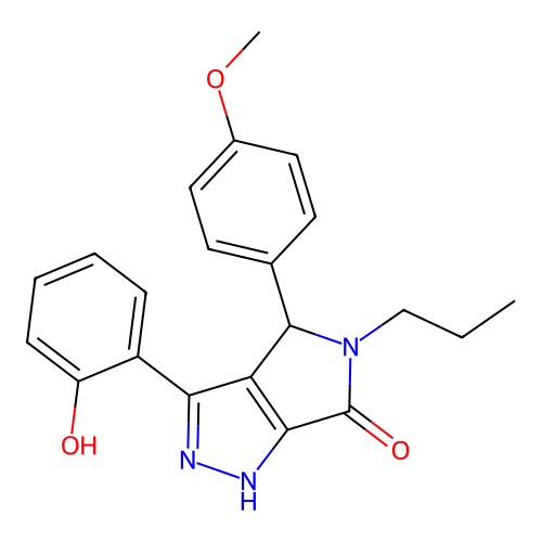3-(2-hydroxyphenyl)-4-(4-methoxyphenyl)-5-propyl-4,5-dihydropyrrolo[3,4-c]pyrazol-6(2H)-one structure