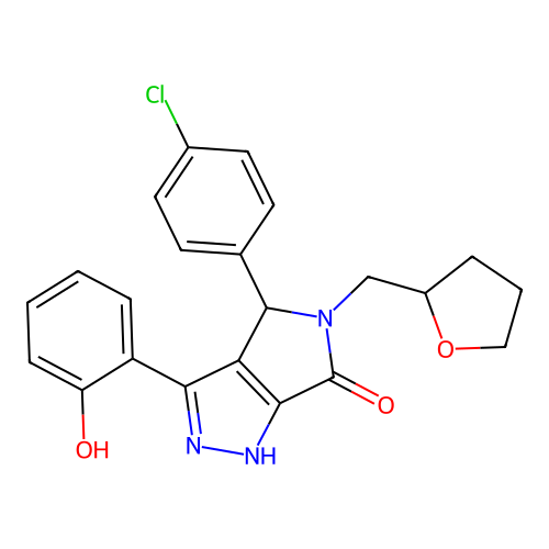 4-(4-chlorophenyl)-3-(2-hydroxyphenyl)-5-(tetrahydrofuran-2-ylmethyl)-4,5-dihydropyrrolo[3,4-c]pyrazol-6(2H)-one structure