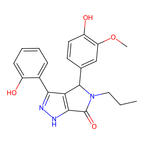 4-(4-hydroxy-3-methoxyphenyl)-3-(2-hydroxyphenyl)-5-propyl-4,5-dihydropyrrolo[3,4-c]pyrazol-6(1H)-one structure