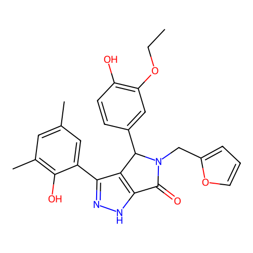 4-(3-ethoxy-4-hydroxyphenyl)-5-(furan-2-ylmethyl)-3-(2-hydroxy-3,5-dimethylphenyl)-4,5-dihydropyrrolo[3,4-c]pyrazol-6(2H)-one structure