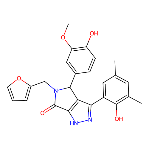 5-(furan-2-ylmethyl)-3-(2-hydroxy-3,5-dimethylphenyl)-4-(4-hydroxy-3-methoxyphenyl)-4,5-dihydropyrrolo[3,4-c]pyrazol-6(2H)-one structure