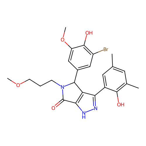 4-(3-bromo-4-hydroxy-5-methoxyphenyl)-3-(2-hydroxy-3,5-dimethylphenyl)-5-(3-methoxypropyl)-4,5-dihydropyrrolo[3,4-c]pyrazol-6(2H)-one structure