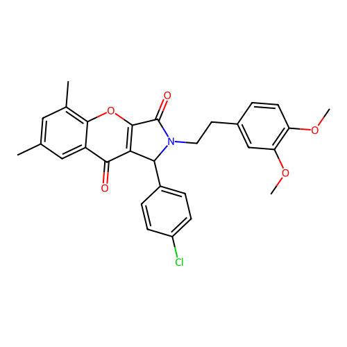 1-(4-chlorophenyl)-2-[2-(3,4-dimethoxyphenyl)ethyl]-5,7-dimethyl-1,2-dihydrochromeno[2,3-c]pyrrole-3,9-dione structure