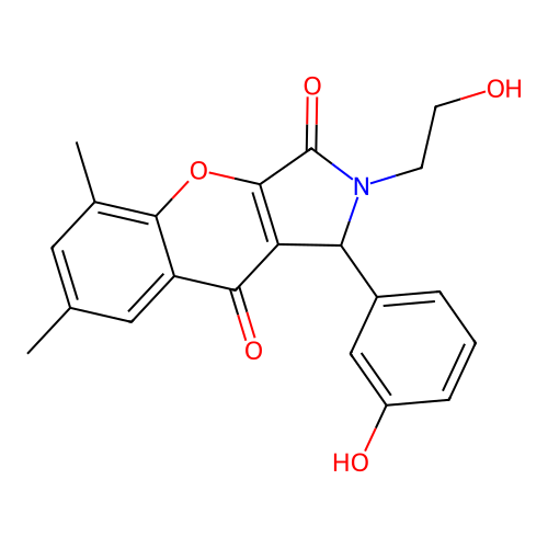 2-(2-hydroxyethyl)-1-(3-hydroxyphenyl)-5,7-dimethyl-1,2-dihydrochromeno[2,3-c]pyrrole-3,9-dione structure
