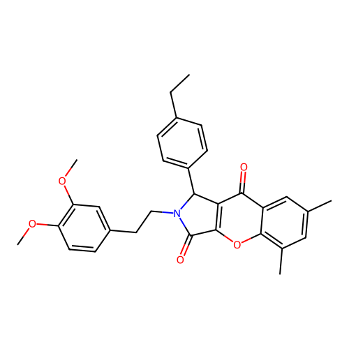 2-[2-(3,4-dimethoxyphenyl)ethyl]-1-(4-ethylphenyl)-5,7-dimethyl-1,2-dihydrochromeno[2,3-c]pyrrole-3,9-dione structure