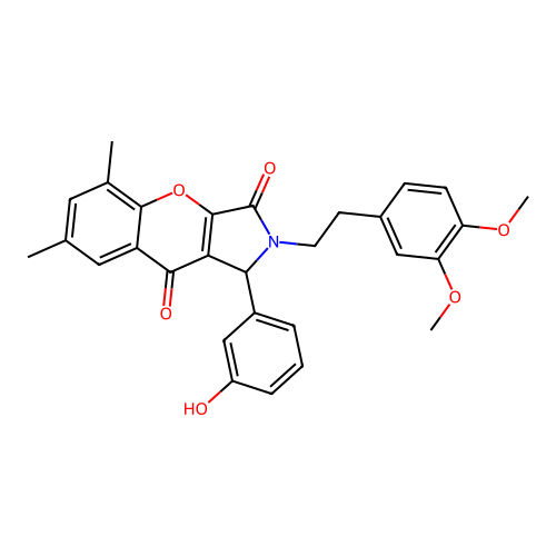 2-[2-(3,4-dimethoxyphenyl)ethyl]-1-(3-hydroxyphenyl)-5,7-dimethyl-1,2-dihydrochromeno[2,3-c]pyrrole-3,9-dione structure