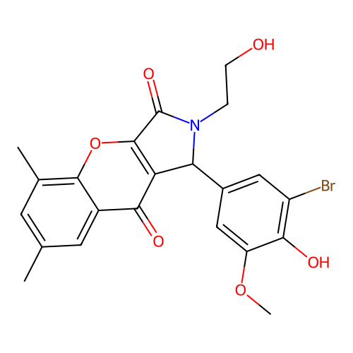 1-(3-bromo-4-hydroxy-5-methoxyphenyl)-2-(2-hydroxyethyl)-5,7-dimethyl-1,2-dihydrochromeno[2,3-c]pyrrole-3,9-dione structure