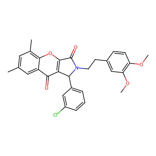 1-(3-chlorophenyl)-2-[2-(3,4-dimethoxyphenyl)ethyl]-5,7-dimethyl-1,2-dihydrochromeno[2,3-c]pyrrole-3,9-dione structure