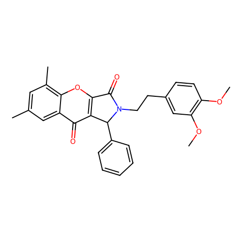 2-[2-(3,4-dimethoxyphenyl)ethyl]-5,7-dimethyl-1-phenyl-1,2-dihydrochromeno[2,3-c]pyrrole-3,9-dione structure
