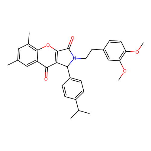 2-[2-(3,4-dimethoxyphenyl)ethyl]-5,7-dimethyl-1-[4-(propan-2-yl)phenyl]-1,2-dihydrochromeno[2,3-c]pyrrole-3,9-dione structure