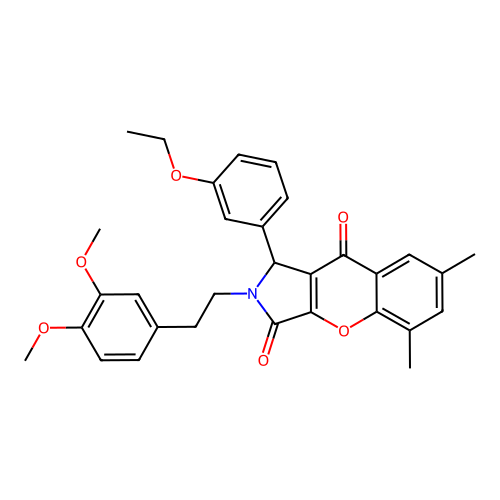 2-[2-(3,4-dimethoxyphenyl)ethyl]-1-(3-ethoxyphenyl)-5,7-dimethyl-1,2-dihydrochromeno[2,3-c]pyrrole-3,9-dione structure