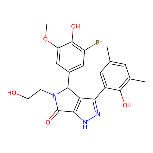 4-(3-bromo-4-hydroxy-5-methoxyphenyl)-3-(2-hydroxy-3,5-dimethylphenyl)-5-(2-hydroxyethyl)-4,5-dihydropyrrolo[3,4-c]pyrazol-6(2H)-one structure