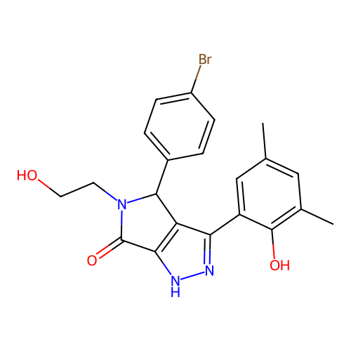 4-(4-bromophenyl)-3-(2-hydroxy-3,5-dimethylphenyl)-5-(2-hydroxyethyl)-4,5-dihydropyrrolo[3,4-c]pyrazol-6(2H)-one structure