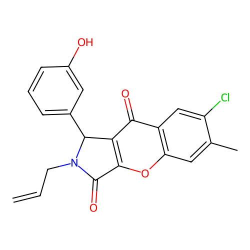7-chloro-1-(3-hydroxyphenyl)-6-methyl-2-(prop-2-en-1-yl)-1,2-dihydrochromeno[2,3-c]pyrrole-3,9-dione structure