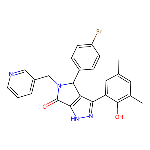 4-(4-bromophenyl)-3-(2-hydroxy-3,5-dimethylphenyl)-5-(pyridin-3-ylmethyl)-4,5-dihydropyrrolo[3,4-c]pyrazol-6(1h)-one structure