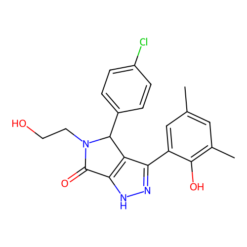 4-(4-chlorophenyl)-3-(2-hydroxy-3,5-dimethylphenyl)-5-(2-hydroxyethyl)-4,5-dihydropyrrolo[3,4-c]pyrazol-6(2H)-one structure