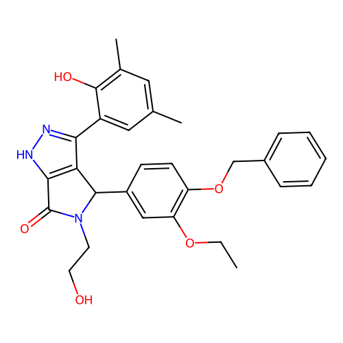 4-[4-(benzyloxy)-3-ethoxyphenyl]-3-(2-hydroxy-3,5-dimethylphenyl)-5-(2-hydroxyethyl)-4,5-dihydropyrrolo[3,4-c]pyrazol-6(2H)-one structure
