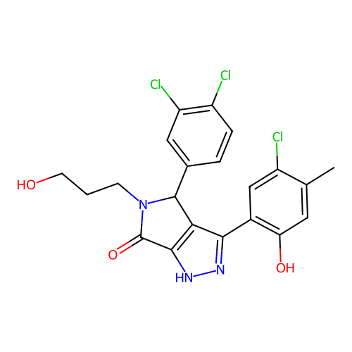 3-(5-chloro-2-hydroxy-4-methylphenyl)-4-(3,4-dichlorophenyl)-5-(3-hydroxypropyl)-4,5-dihydropyrrolo[3,4-c]pyrazol-6(2H)-one structure