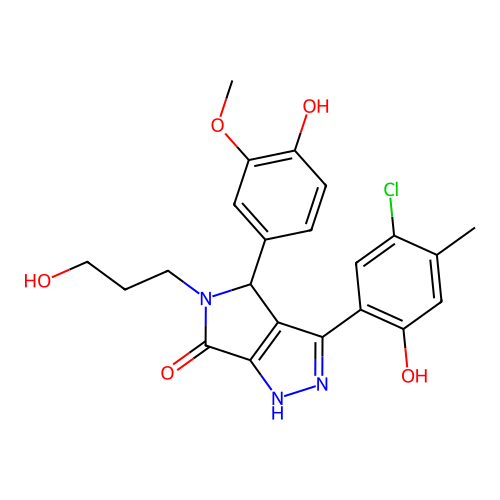 3-(5-chloro-2-hydroxy-4-methylphenyl)-4-(4-hydroxy-3-methoxyphenyl)-5-(3-hydroxypropyl)-4,5-dihydropyrrolo[3,4-c]pyrazol-6(2H)-one structure