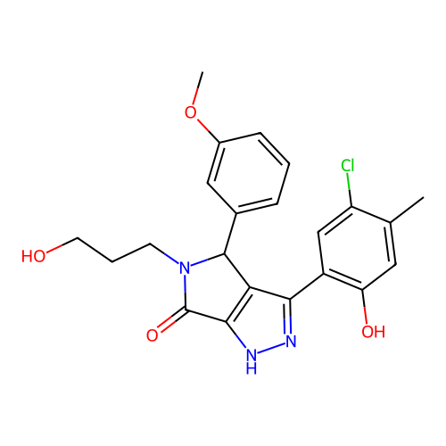 3-(5-chloro-2-hydroxy-4-methylphenyl)-5-(3-hydroxypropyl)-4-(3-methoxyphenyl)-4,5-dihydropyrrolo[3,4-c]pyrazol-6(2H)-one structure