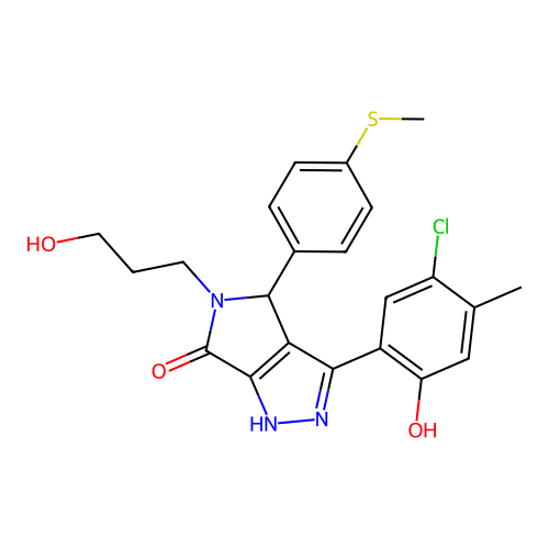 3-(5-chloro-2-hydroxy-4-methylphenyl)-5-(3-hydroxypropyl)-4-[4-(methylsulfanyl)phenyl]-4,5-dihydropyrrolo[3,4-c]pyrazol-6(2H)-one structure