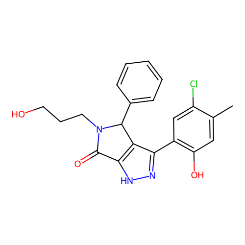 3-(5-chloro-2-hydroxy-4-methylphenyl)-5-(3-hydroxypropyl)-4-phenyl-4,5-dihydropyrrolo[3,4-c]pyrazol-6(2H)-one structure