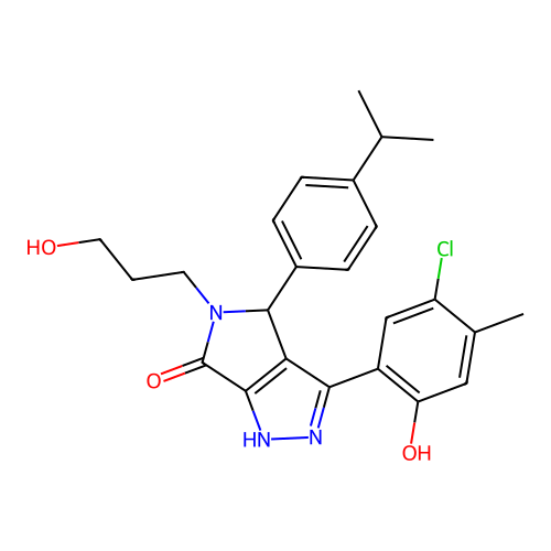 3-(5-chloro-2-hydroxy-4-methylphenyl)-5-(3-hydroxypropyl)-4-[4-(propan-2-yl)phenyl]-4,5-dihydropyrrolo[3,4-c]pyrazol-6(2H)-one structure