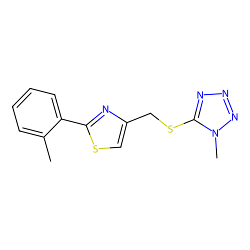 2-(2-Methylphenyl)-4-[(1-methyltetrazol-5-yl)sulfanylmethyl]-1,3-thiazole structure