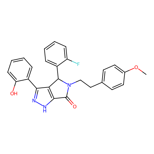4-(2-fluorophenyl)-3-(2-hydroxyphenyl)-5-[2-(4-methoxyphenyl)ethyl]-4,5-dihydropyrrolo[3,4-c]pyrazol-6(2H)-one structure