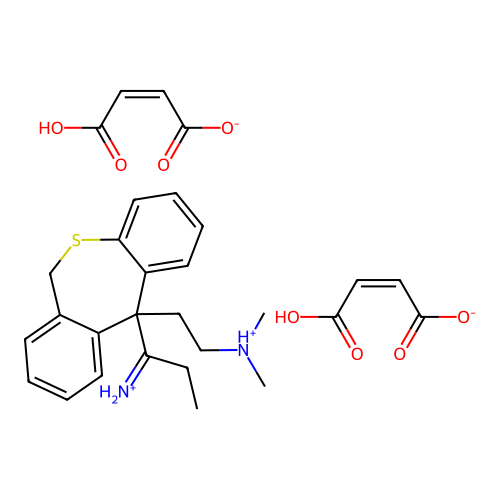11-(1-Iminopropyl)-11-(2-dimethylaminoethyl)-6,11-dihydrodibenzo(b,e)thiepin bis(maleate) structure